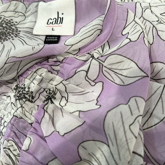 Cabi Poppy Floral Lavender Long Sleeve Blouse L Large - Picture 3 of 3